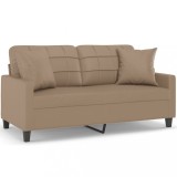 Cumpara ieftin Canapea cu 2 locuri cu pernute, cappuccino, 140 cm, piele eco.
