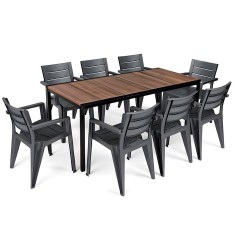 Amari Large 8+1 set de mobilier de grădină nuc-grafit