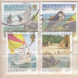 Lot 4 timbre Guernsey &amp; Alderney &ndash; Insulele Canalului, faună și peisaje -A116