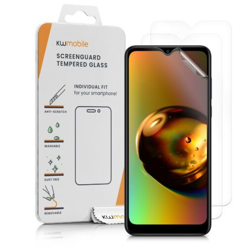 Set 3 Folii de protectie pentru Motorola Moto G Pure, Kwmobile, Fata, Transparenta, 56647.1