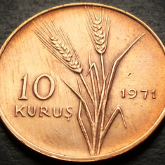 Moneda FAO 10 KURUS - TURCIA, anul 1971 * cod 4942 - UNC / ATATURK !