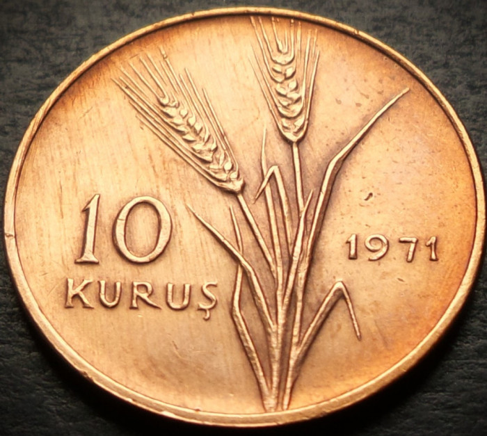 Moneda FAO 10 KURUS - TURCIA, anul 1971 * cod 4942 - UNC / ATATURK !