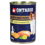 Conservă ONTARIO cu carne de vițel cartofi dulci și ulei de in &ndash; 400g