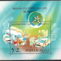 ROMÂNIA 1990 - LP 1243 - REVOLUȚIA POPULARĂ DIN ROMÂNIA - COLIȚĂ MNH