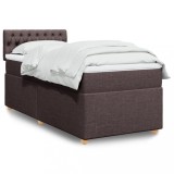 vidaXL Pat box spring cu saltea, maro &icirc;nchis, 80x200 cm, textil