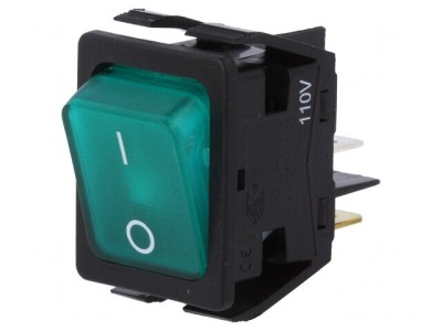 Comutator Bascule ON-OFF 16A 250V Verde Neon foto