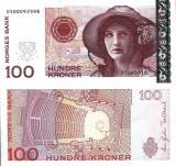 Bancnota Norvegia 100 Kroner 2010 UNC, Neutilizata