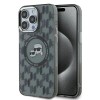 Husa MagSafe pentru Apple iPhone 15 Pro, Karl Lagerfeld, IML Monogram Karl &amp; Choupette&#039;s Heads, Neagra