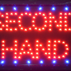 Reclama LED - SECOND HAND - de interior, afisaj rosu, 48 x 25 cm