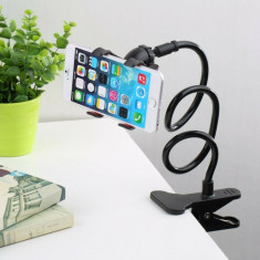 Suport de birou pentru telefon, flexibil, cu clema, albastru, Gonga foto