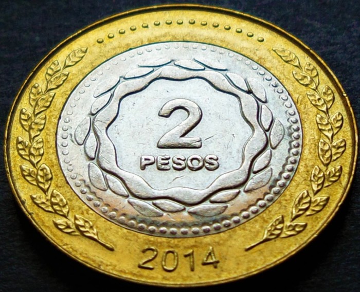 Moneda bimetal 2 PESOS - ARGENTINA, anul 2014 * cod 178