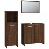 Set mobilier de baie, 3 piese, stejar maro, lemn prelucrat