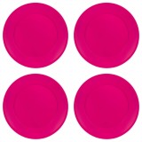 Set farfurii 4 piese pentru fructe, din plastic, fucsia, diametru 20 cm