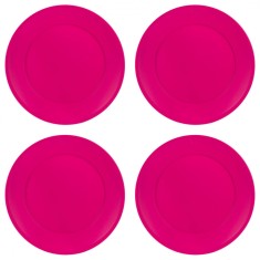 Set farfurii 4 piese din plastic, culoare fuchsia, diametru 23 cm