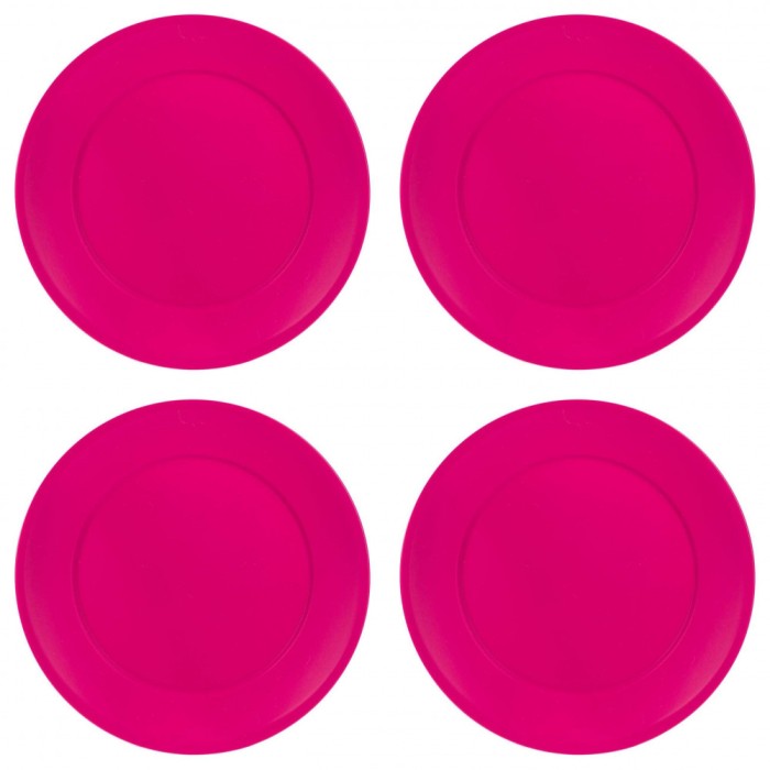 Set farfurii 4 piese pentru fructe, din plastic, fucsia, diametru 20 cm
