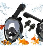 Masca snorkeling Full Face Snorkel Mask L/XL Negru, Anti-abur Reglabil