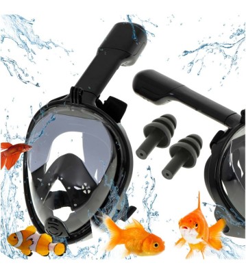 Masca snorkeling Full Face Snorkel Mask L/XL Negru, Anti-abur Reglabil foto