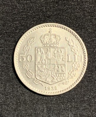 Moneda 50 lei 1938 Romania foto