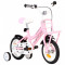 vidaXL Bicicleta copii cu suport frontal, alb ?i roz, 12 inci