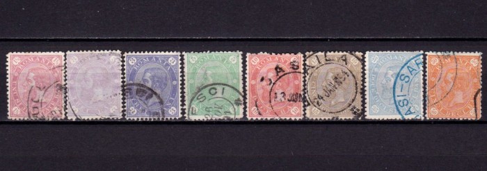 ✅ RO 1890 ,LP 47 ,&quot;Carol I - Cifra in 4 colturi &quot; , serie + varietate 3B violet , stampile frumoase