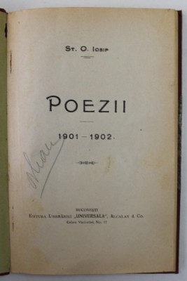 POEZII de ST. O. IOSIF , 1901-1902, EDITIE DE INCEPUT DE SECOL XX foto
