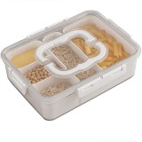 Cutie depozitare mancare pentru frigider cu capac etans si 5 compartimente detasabile, Pufo, 31 x 24 cm
