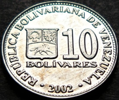 Moneda 10 BOLIVARES - VENEZUELA, anul 2002 *cod 651 A = UNC foto