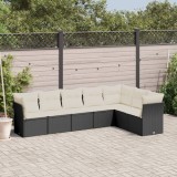 Cumpara ieftin Set canapele de grădină cu perne, 7 piese, negru, poliratan