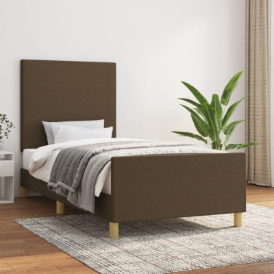 vidaXL Cadru de pat fără saltea, maro &amp;icirc;nchis, 90x190 cm, textil foto