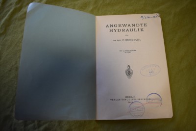 F. Bundschu - Angewandte Hydraulik (1929) foto