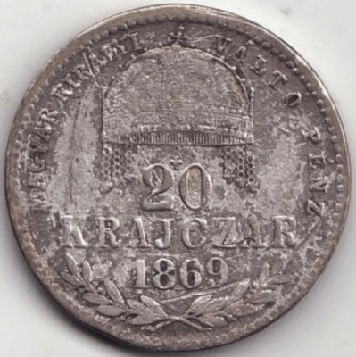 Moneda Ungaria - 20 Krajczar 1869 - Argint foto