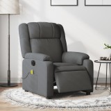 VidaXL Fotoliu electric de masaj rabatabil, gri &icirc;nchis, textil