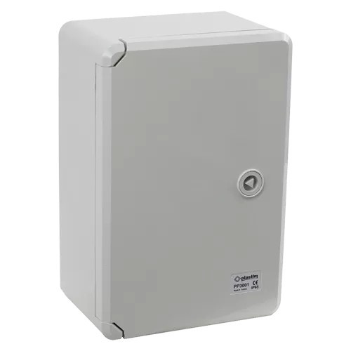 Cutie distributie IP65 din ABS gri, usa mata, placa metalica, 200x300x130 mm PP3001