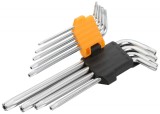 Set de 9 chei hexagonale torx cu brat lung Cr-V T10-T 50, To