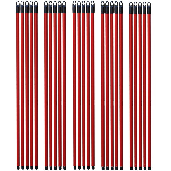 25 x Coada pentru Mop, Matura, Din metal, Rosu, cu filet, 110cm