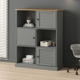 Gossi biblioteca vigo, gri, 90x35x114,5 cm, lemn masiv de pin