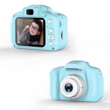 Aparat Foto Copii cu 5 Jocuri, Mini Camera Video, USB, Baterie, Bleu/Alb, 8.5x5x6cm