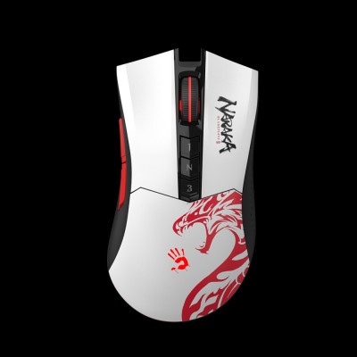 MOUSE A4tech - gaming, &amp;quot;Bloody co-branded Naraka&amp;quot;, wireless, 2.4GHz, optic, 5000 cpi, butoane/scroll 8/1, alb, &amp;quot;R90 Plus&amp;quot; (include TV 0.18lei) foto