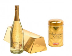 Cadou Gold Luxury Sampanie cu foi a de aur 23 karate Gold Coffee personalizabil foto