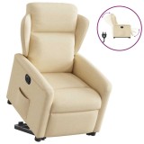 VidaXL Fotoliu electric rabatabil cu ridicare, crem, textil