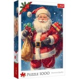 Puzzle Vintage cu Mos Craciun, Sac Cadouri si Vasc, 1000 de piese, Multicolor, CMCLASS