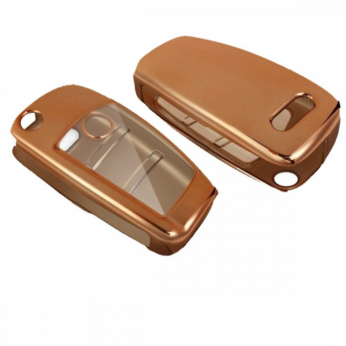 Husa Cheie Briceag Audi 3 Butoane Gold TPU+PC