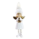 Figurina decorativa Craciun, model ingeras, alb + auriu, 7.5 x 4 x 21 cm, D383458-2