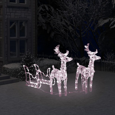 vidaXL Decorațiune de Crăciun reni și sanie 160 LED-uri 130 cm acril foto