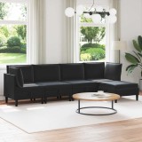 vidaXL Set de mobilier pentru living cu pernă 5 pcs Negru Catifea 3413756
