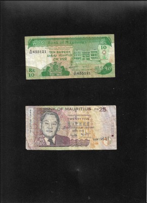 Set Mauritius 10 + 25 rupees rupii foto