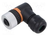 Conector LAPP M12 4 pini mamă 90&deg; IP67 pentru cablu 250V