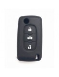 Husa cheie auto din silicon Citroen/Peugeot cu 3 butoane Negru