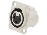 Soclu XLR Mamă 3 Pin cu Buton Argint 16A