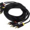 Cablu RCA 3 Mufe Aurite Negru 1m